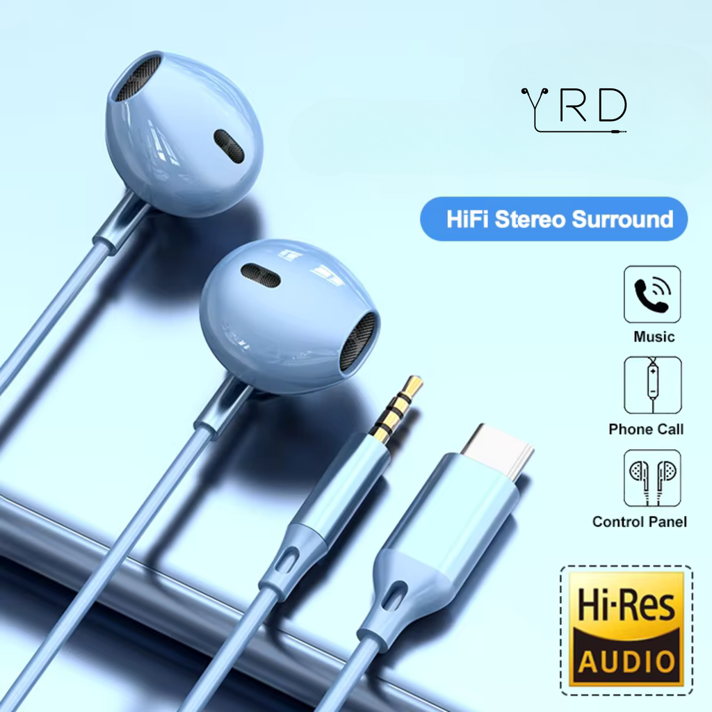 YRD™ V4 Earphones | USB-C & 3.5mm Aux